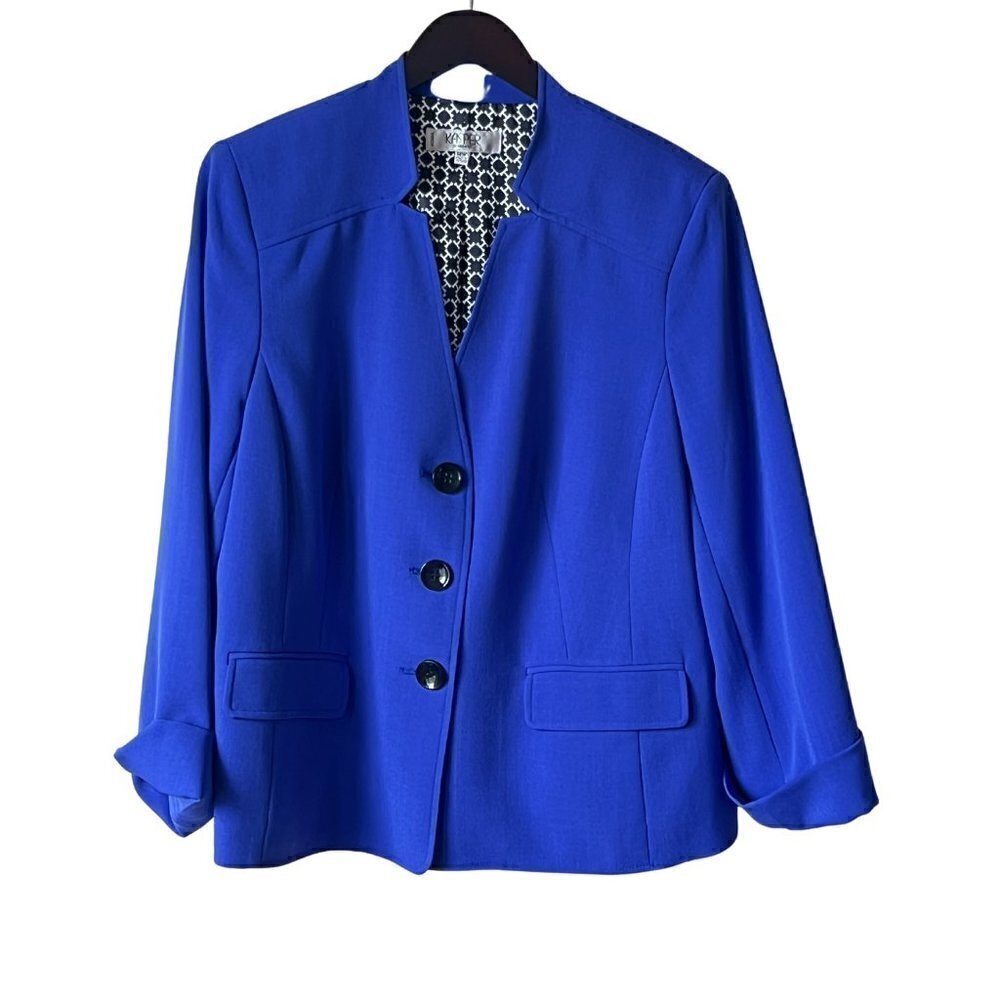 Kasper 3 Button Blazer With Notched Collar, 14w - image 1